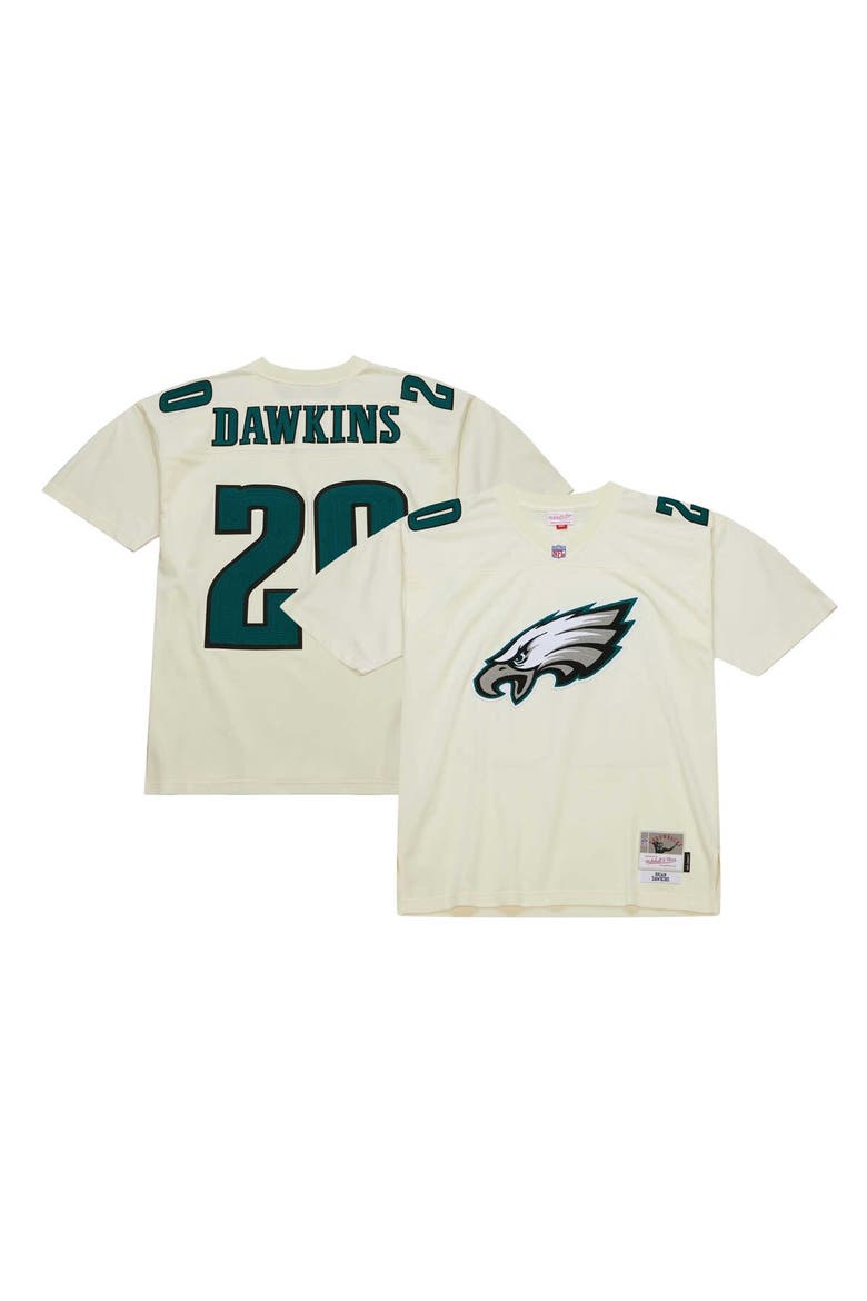 Men's Mitchell & Ness Brian Dawkins Cream Philadelphia Eagles Chainstitch Legacy Jersey, Main, color, Cream