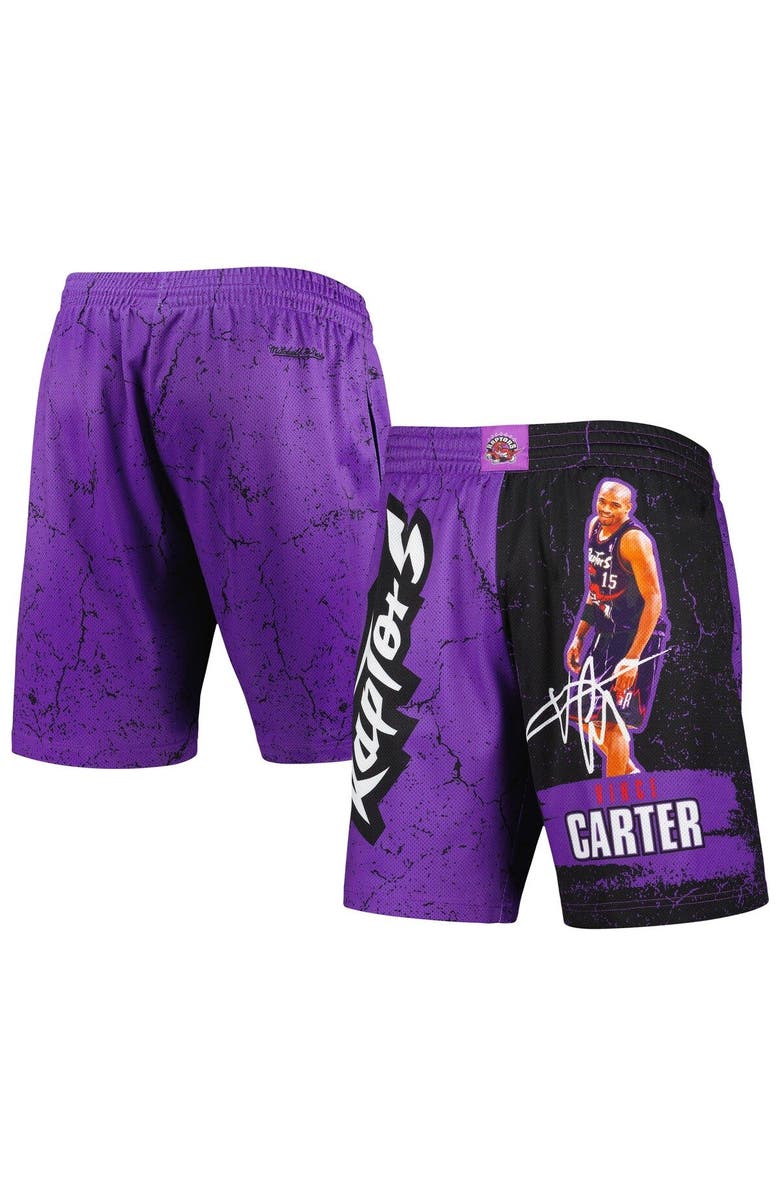 Mitchell & Ness Men's Mitchell & Ness Vince Carter Purple Toronto Raptors Hardwood Classics Player Burst Shorts, Main, color, 