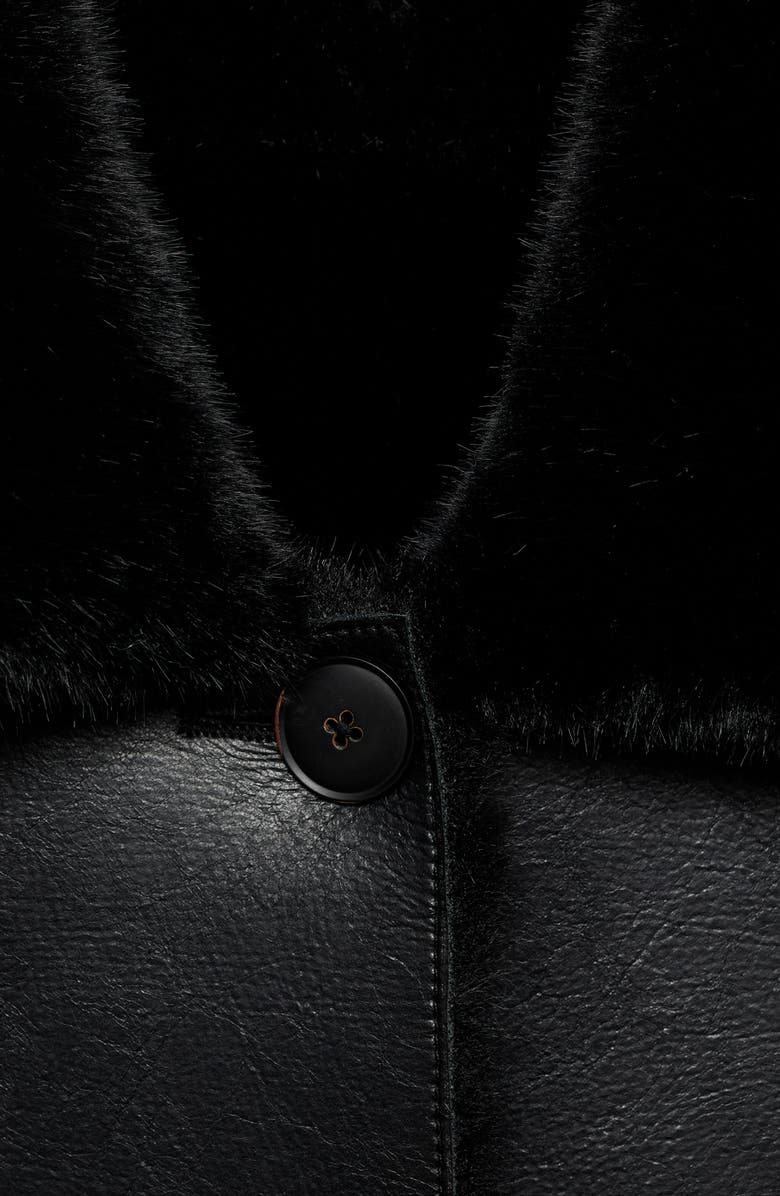 MANGO Faux Leather Jacket with Faux Fur Lining, Alternate, color, 