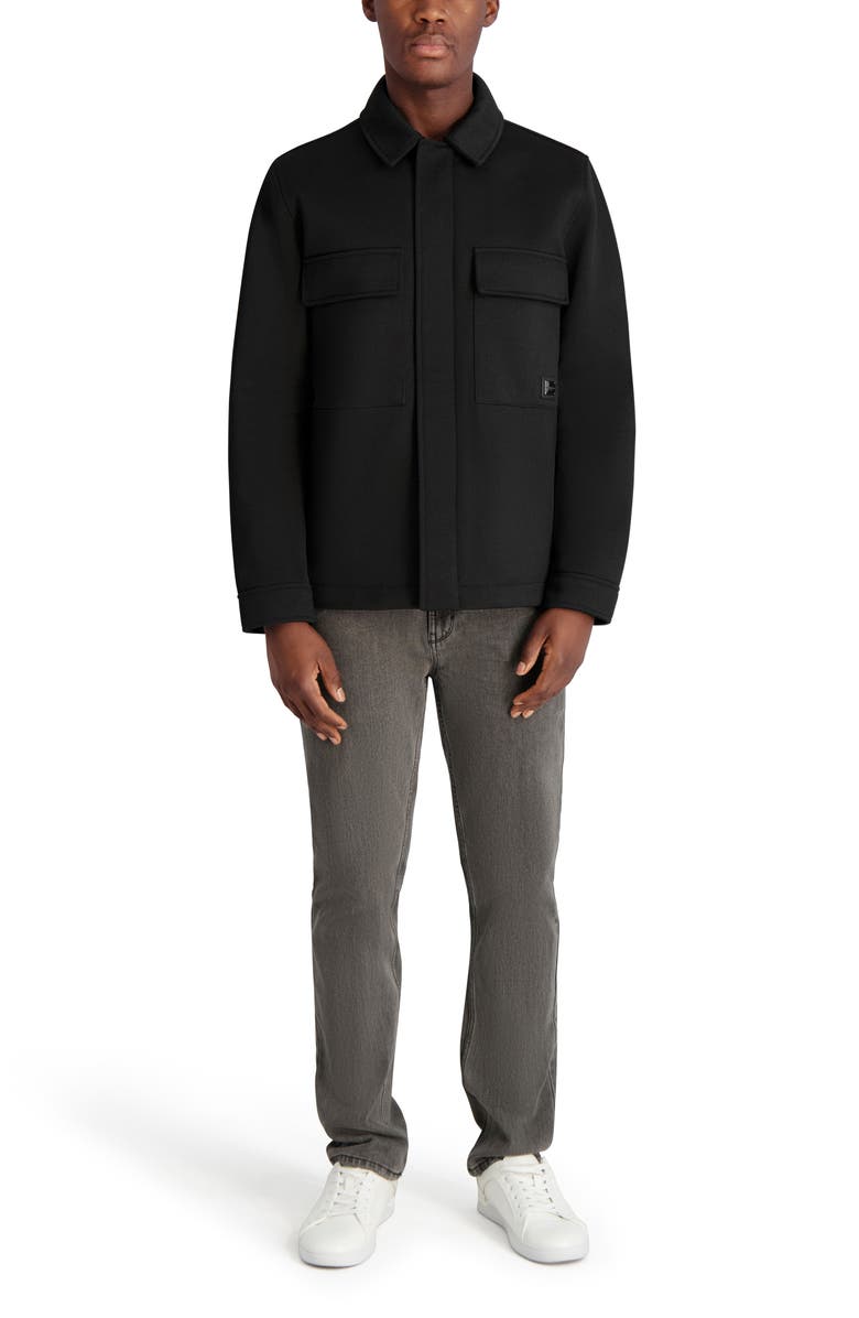 KARL LAGERFELD Twill Shirt Jacket, Alternate, color, Black