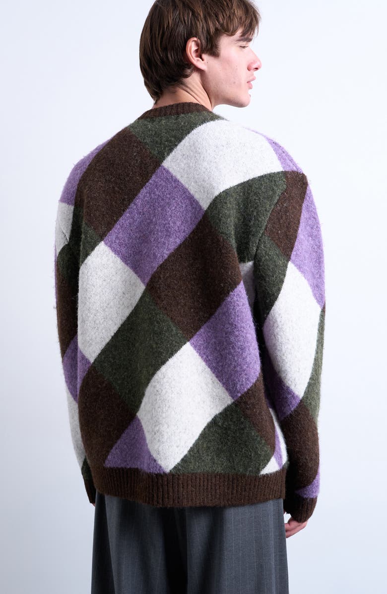 Topman Relaxed Fit Crewneck Sweater, Alternate, color, Brown