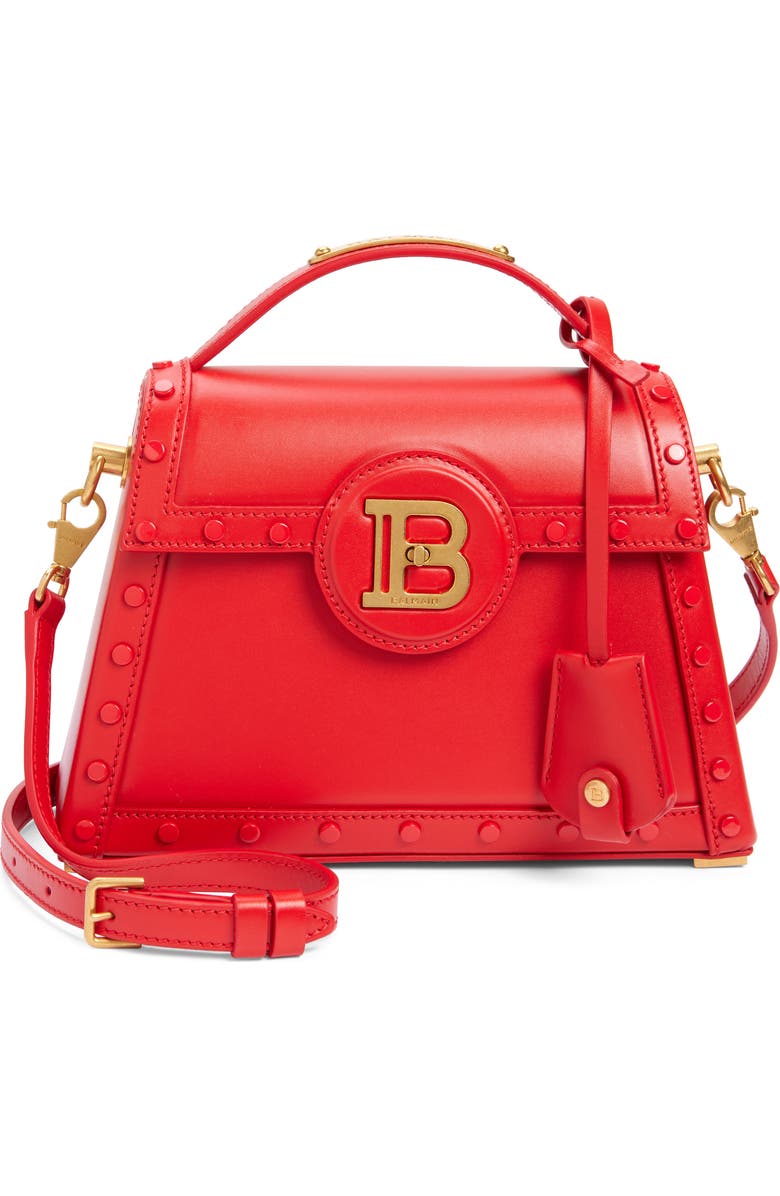 Balmain B-Buzz Dynasty Box Leather Top Handle Bag, Main, color,