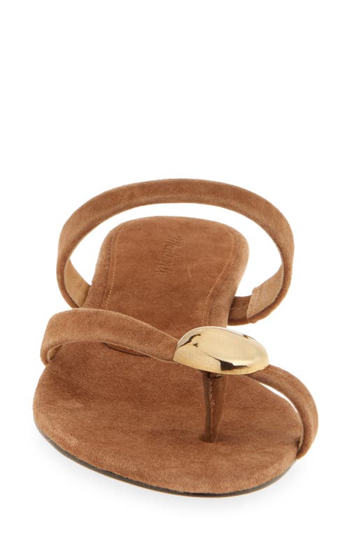 Madewell The Mila Organic Hardware Thong Slide Sandal In Aged Cognac