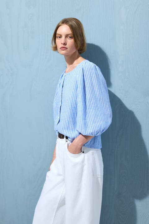 Linen-blend Blouse