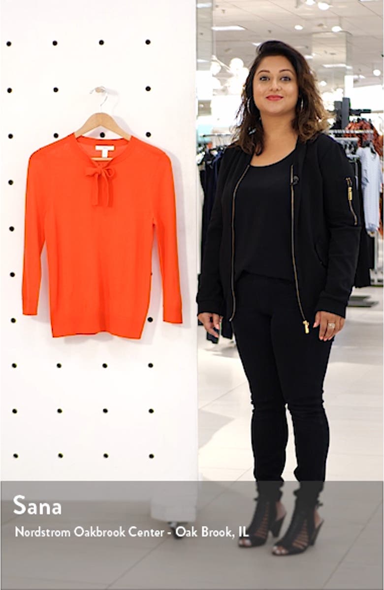 Tipped Tie Neck Wool Blend Sweater, sales video thumbnail