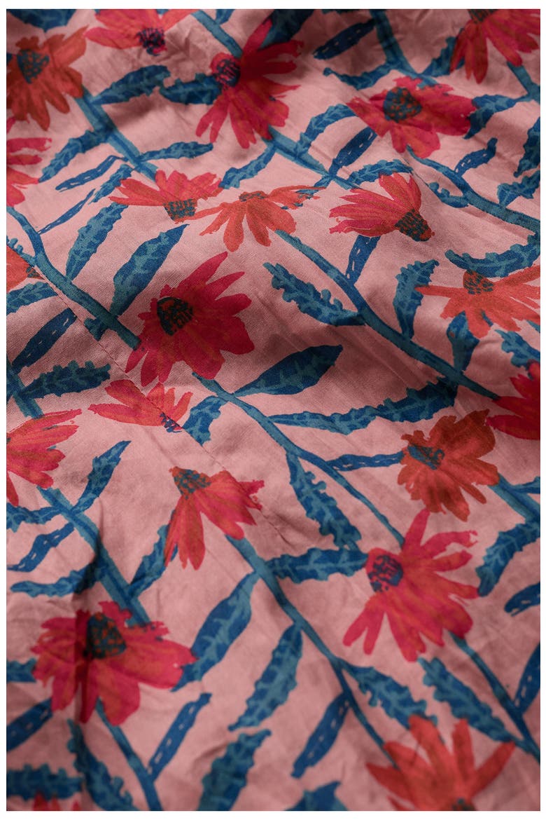 Larissa Floral Crinkled Organic Cotton Button-Up Shirt, Alternate, color, ECHINACEA STEMS ROSEHIP
