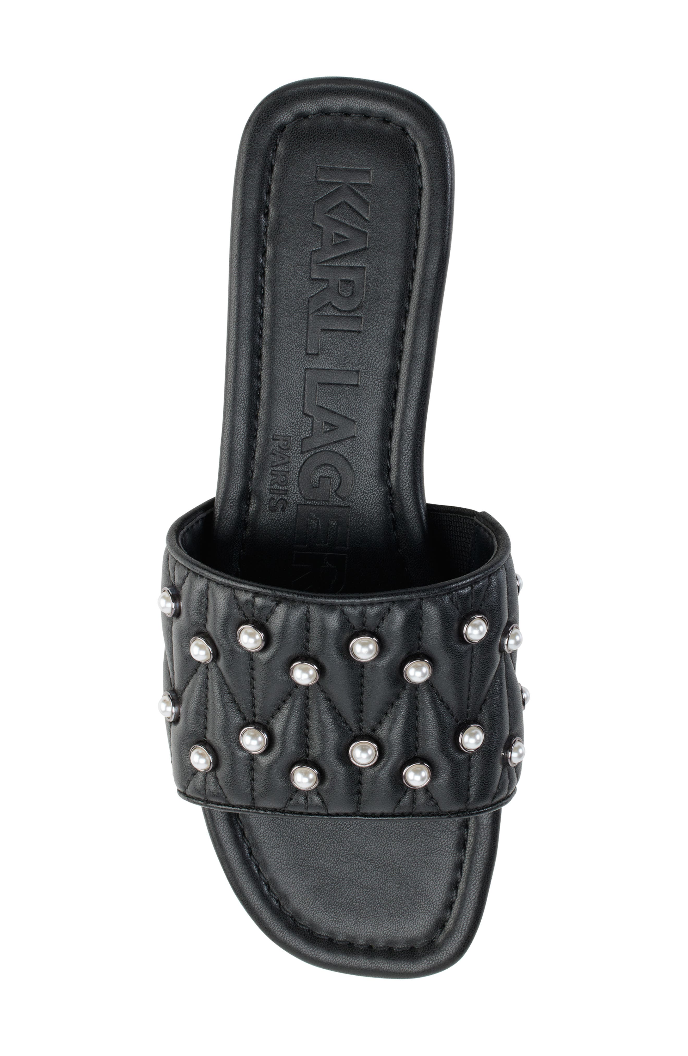KARL LAGERFELD PARIS Madyson Imitation Pearl Slide Sandal, Alternate, color, 