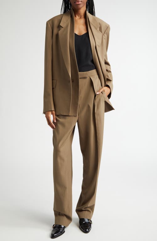 Ferragamo Double Lapel Blazer In Lead Green