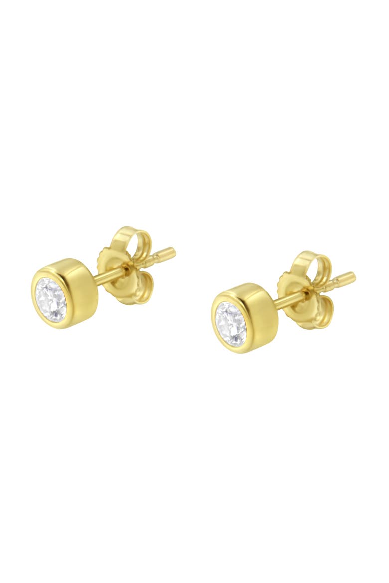 10K Gold 1/3rd Cttw Diamond Bezel Stud Earrings, Alternate, color, Yellow