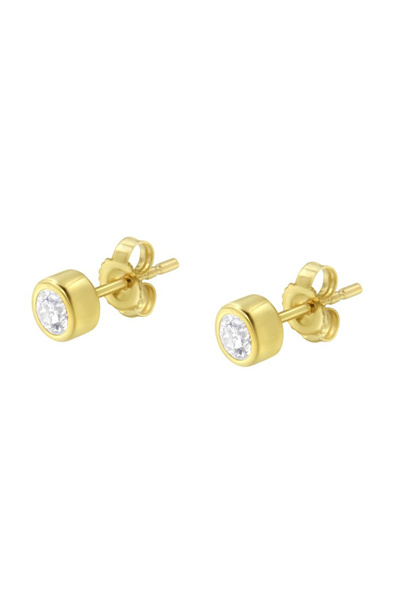 Haus of Brilliance 10K Gold 1/3rd Cttw Diamond Bezel Stud Earrings, Alternate, color, Yellow
