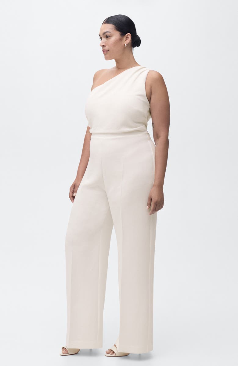 MANGO One-Shoulder Jumpsuit, Alternate, color, Off White