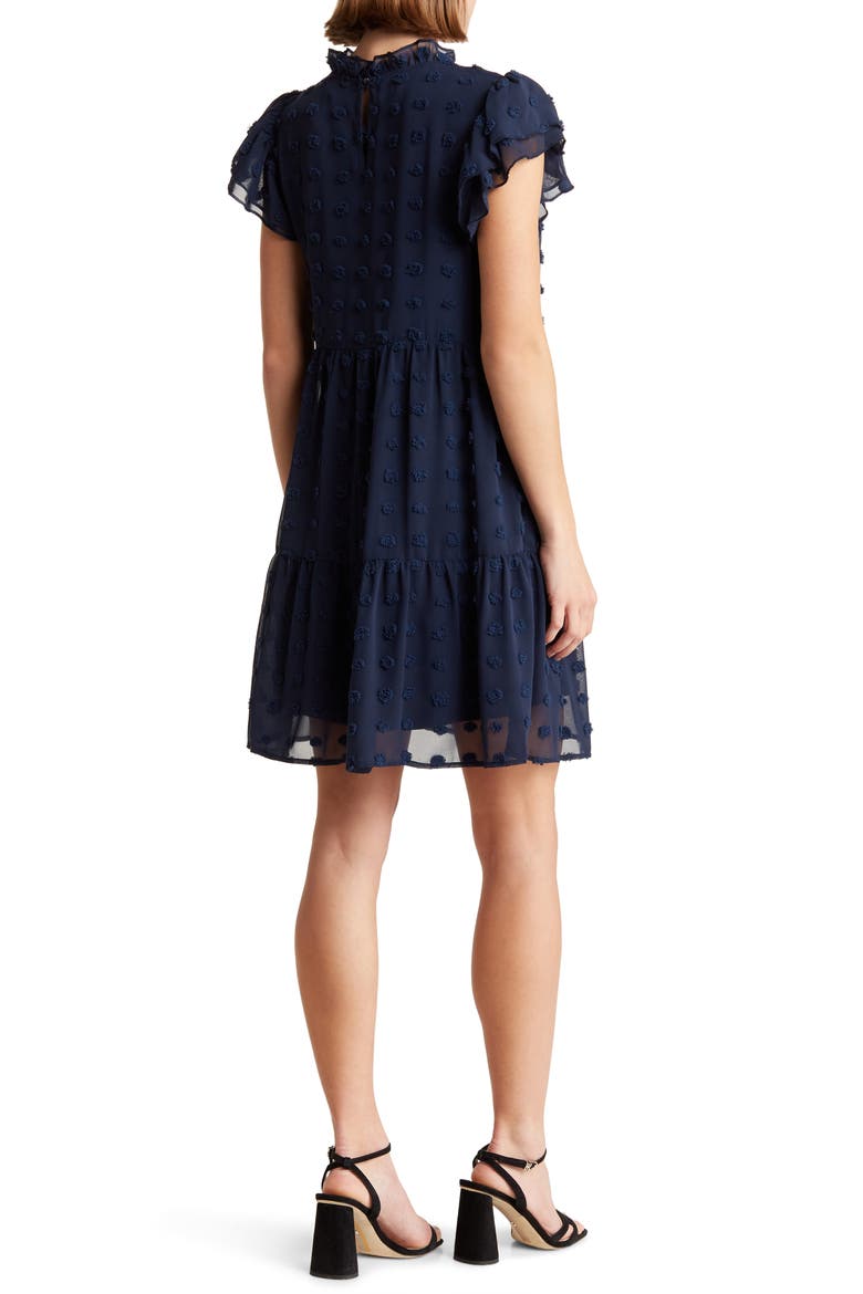 Kelsey Chiffon Mini Swiss Dot Dress, Alternate, color, NAVY BLAZER