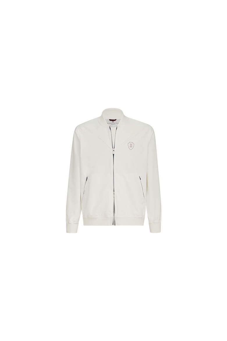 Nylon sweatshirt with logo and zipper, Alternate, color, White