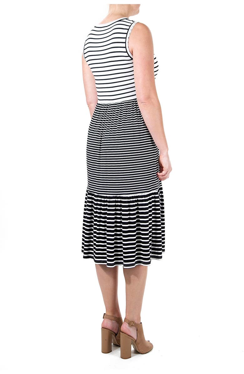 Nina Leonard Mixed Stripe Scoop Neck Midi Tank Dress, Alternate, color,