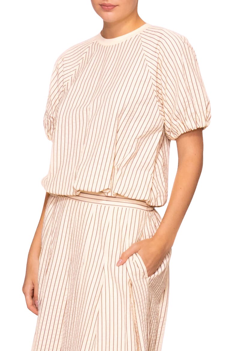 Stripe Puff Sleeve Top, Alternate, color, CREAM STRIPE