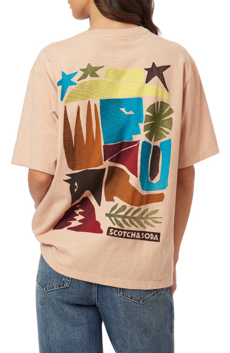 Scotch & Soda Modern Cotton Graphic T-Shirt, Alternate, color, Rose Dust