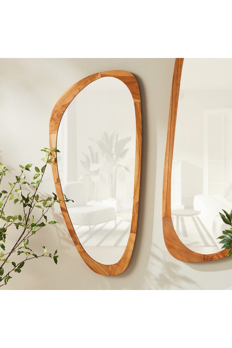 Flynn Mirror Small - Natural Teak Wood Frame, Alternate, color, Brown