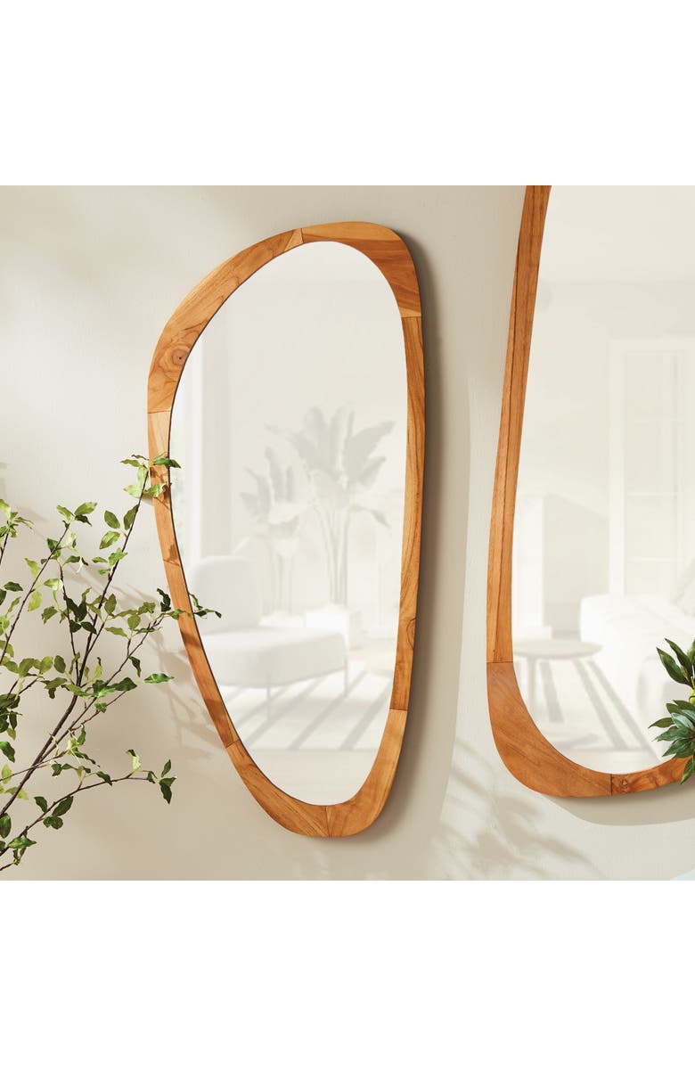 Napa Home & Garden Flynn Mirror Small - Natural Teak Wood Frame, Alternate, color, Brown