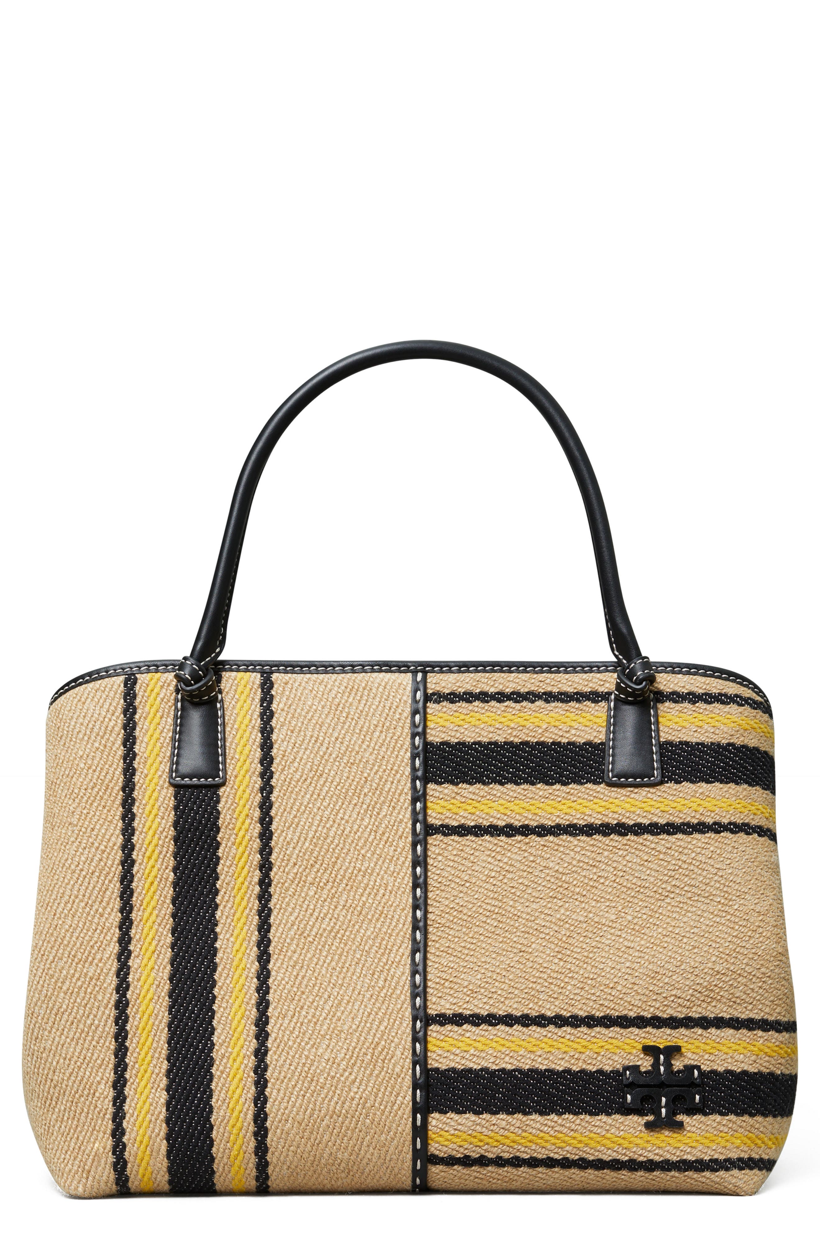 Tory Burch McGraw Stripe Canvas Tote, Main, color, 