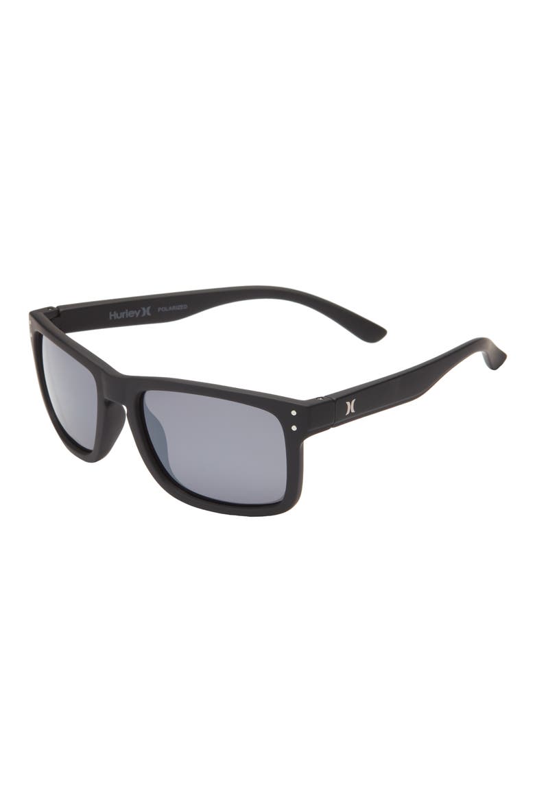 Modern Keyhole 55mm Polarized Sunglasses, Alternate, color, BLACK/SMOKE