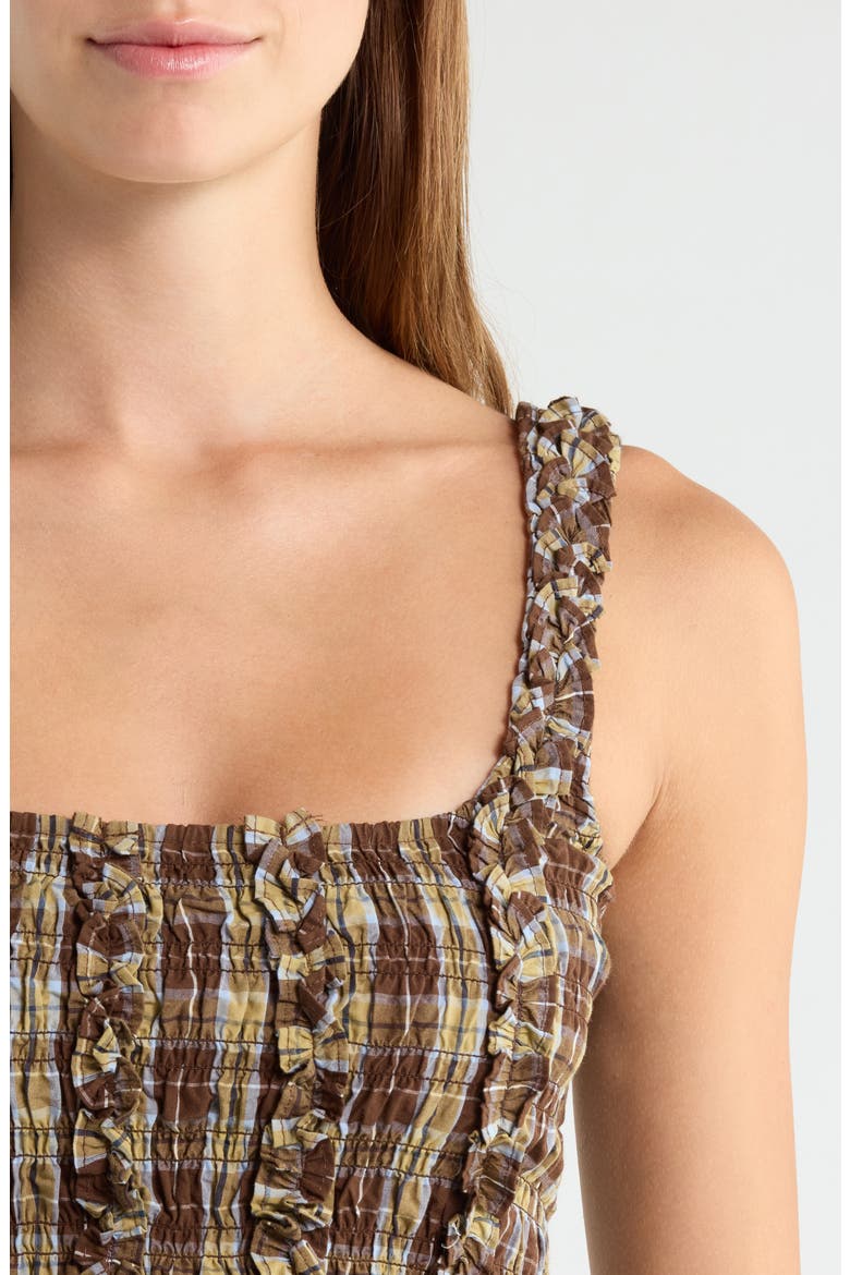 Raphi Check Organic Cotton Top, Alternate, color, COCOA