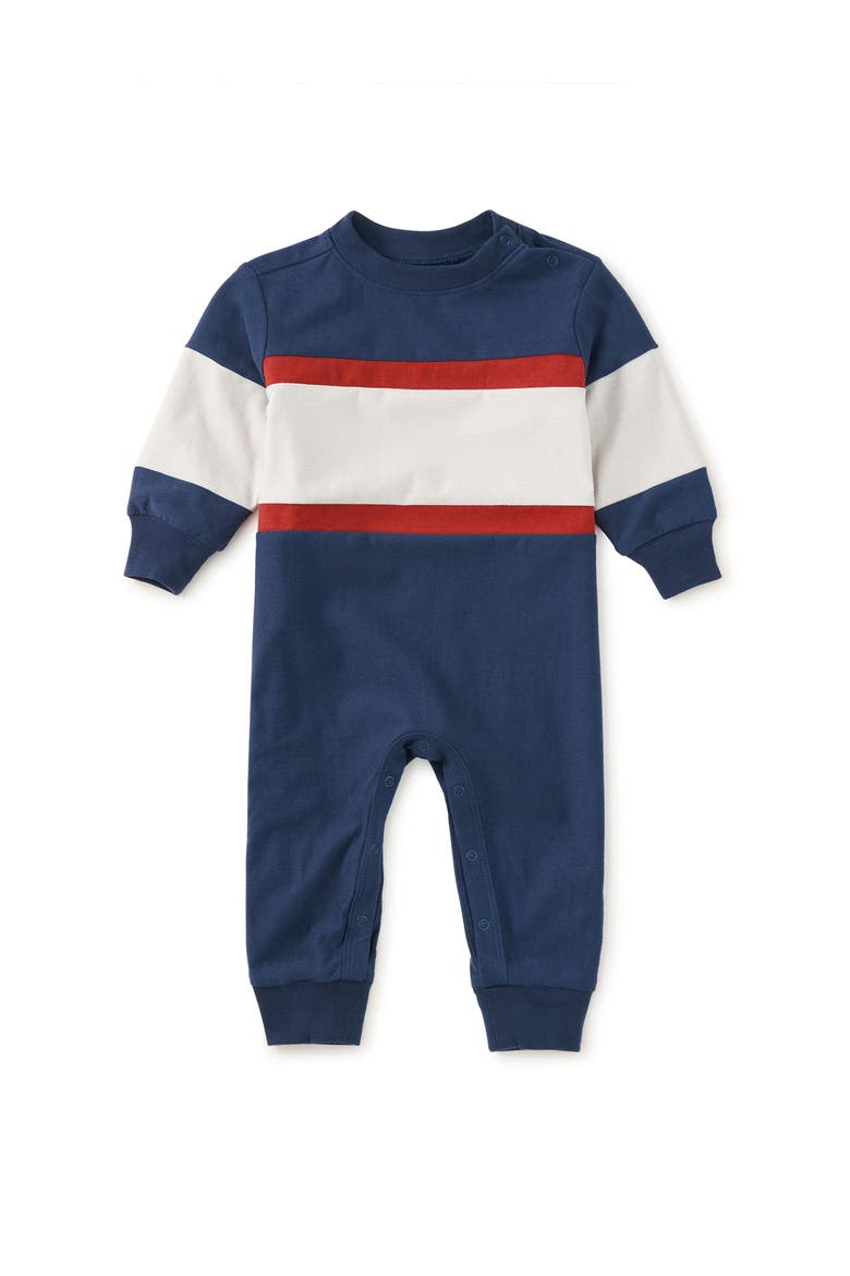 Colorblock Rugby Baby Romper, Main, color, Twilight