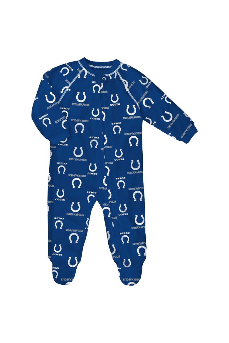Infant Royal Indianapolis Colts Allover Print Raglan Full-Zip Jumper, Main, color, Royal