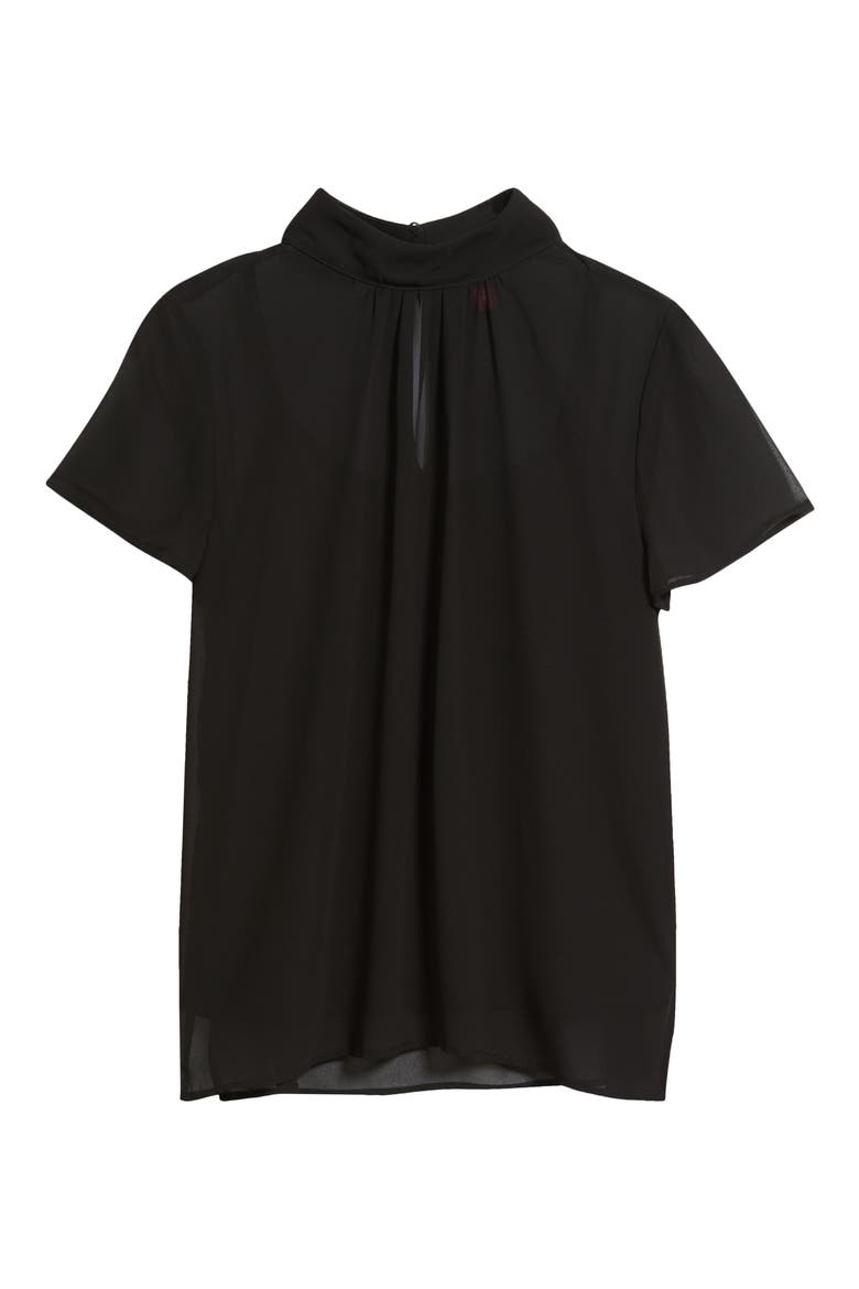 Flutter Sleeve Chiffon Top, Alternate, color, RICH BLACK