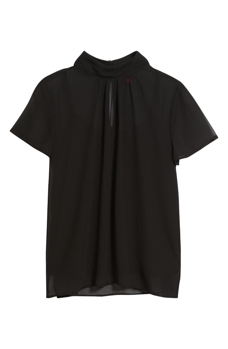 Vince Camuto Flutter Sleeve Chiffon Top, Alternate, color, Rich Black