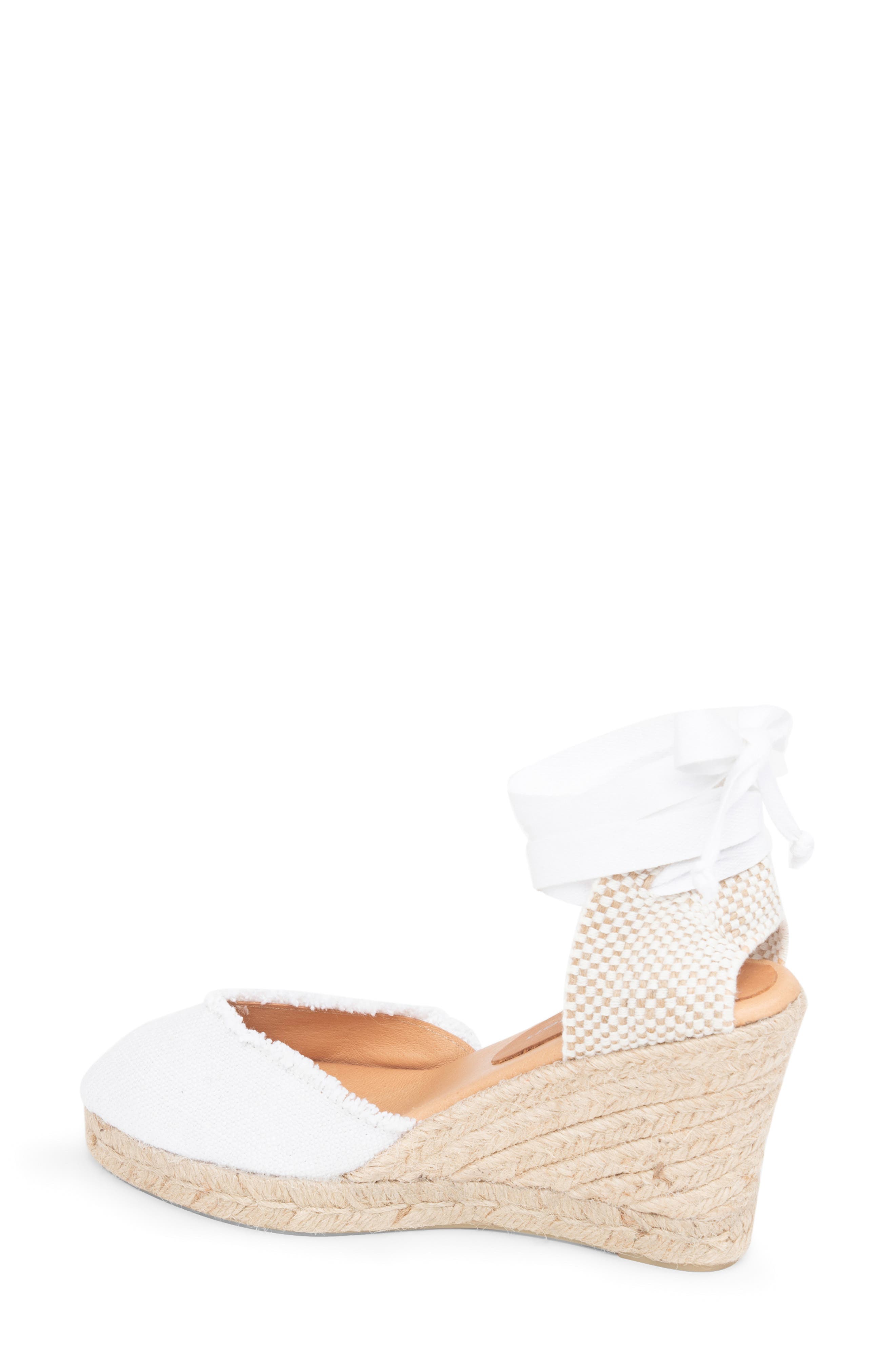 patricia green Gwen Frayed Espadrille Wedge Sandal, Alternate, color, White