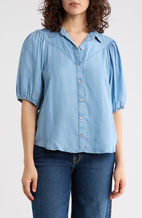 Lida Short Sleeve Denim Button-Up Shirt