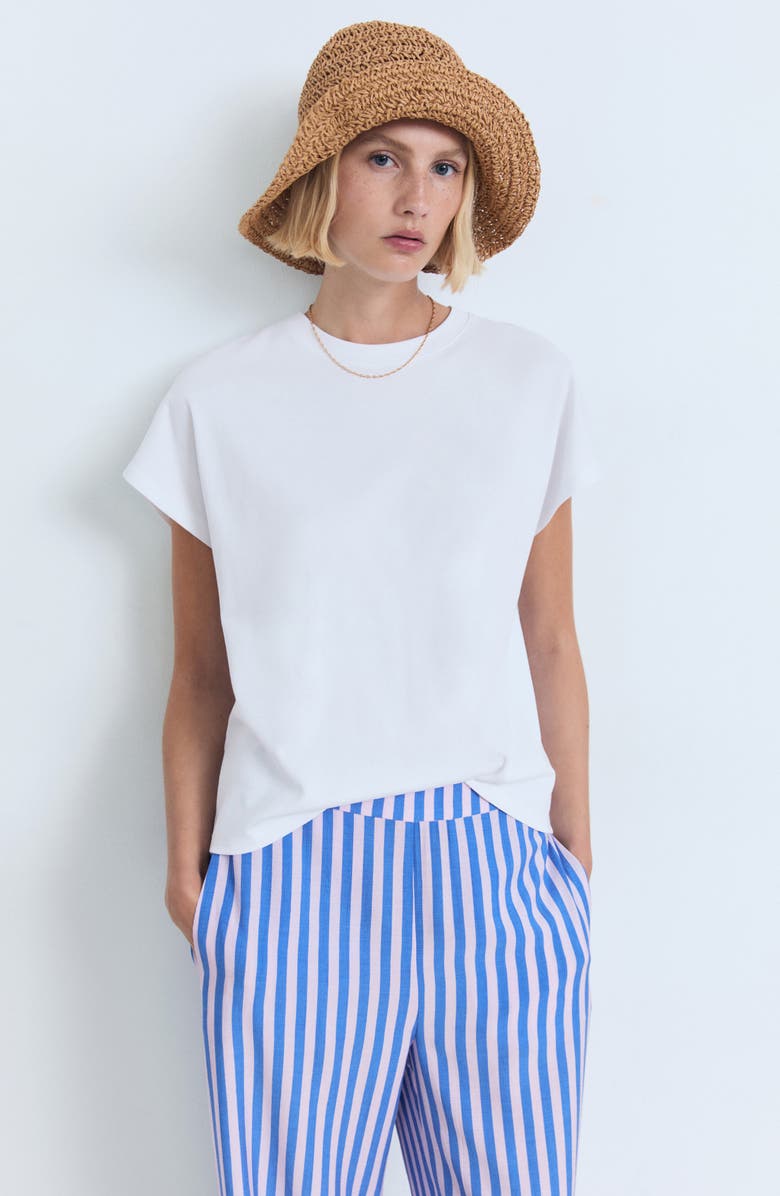 MANGO Stripe Straight Leg Pants, Alternate, color, Blue