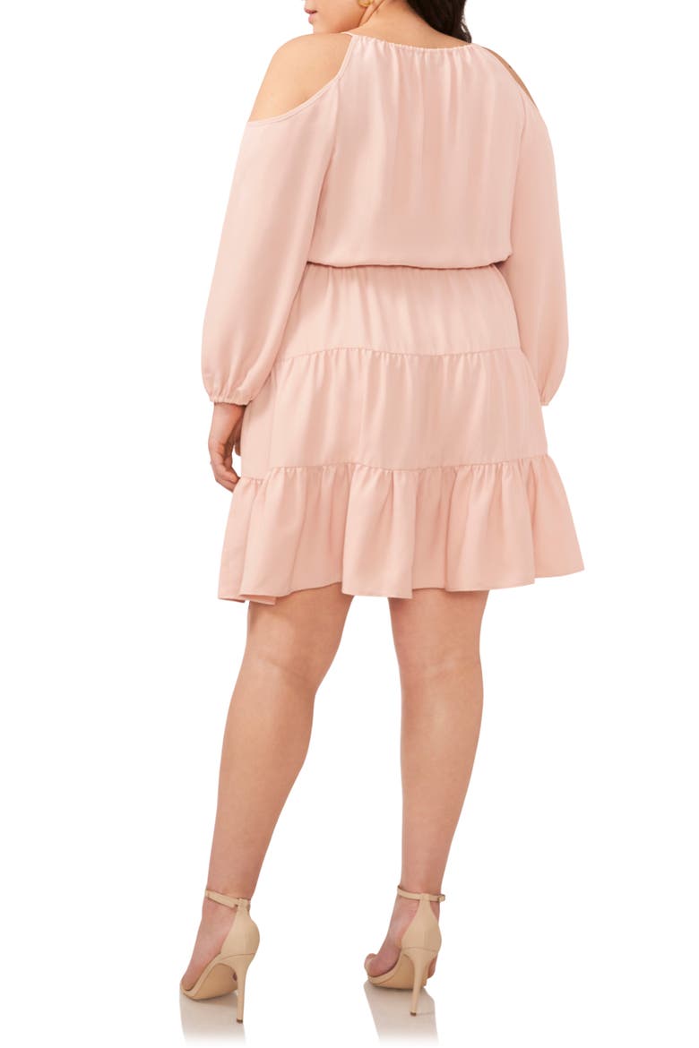Tiered Long Sleeve Cold Shoulder Dress, Alternate, color, ROSE SMOKE