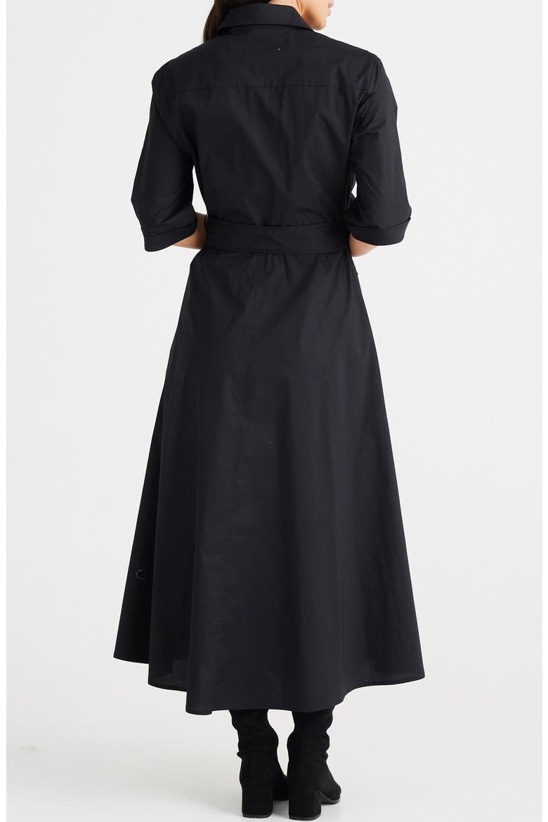 Rossellini Pleated Cotton Shirtdress, Alternate, color, BLACK