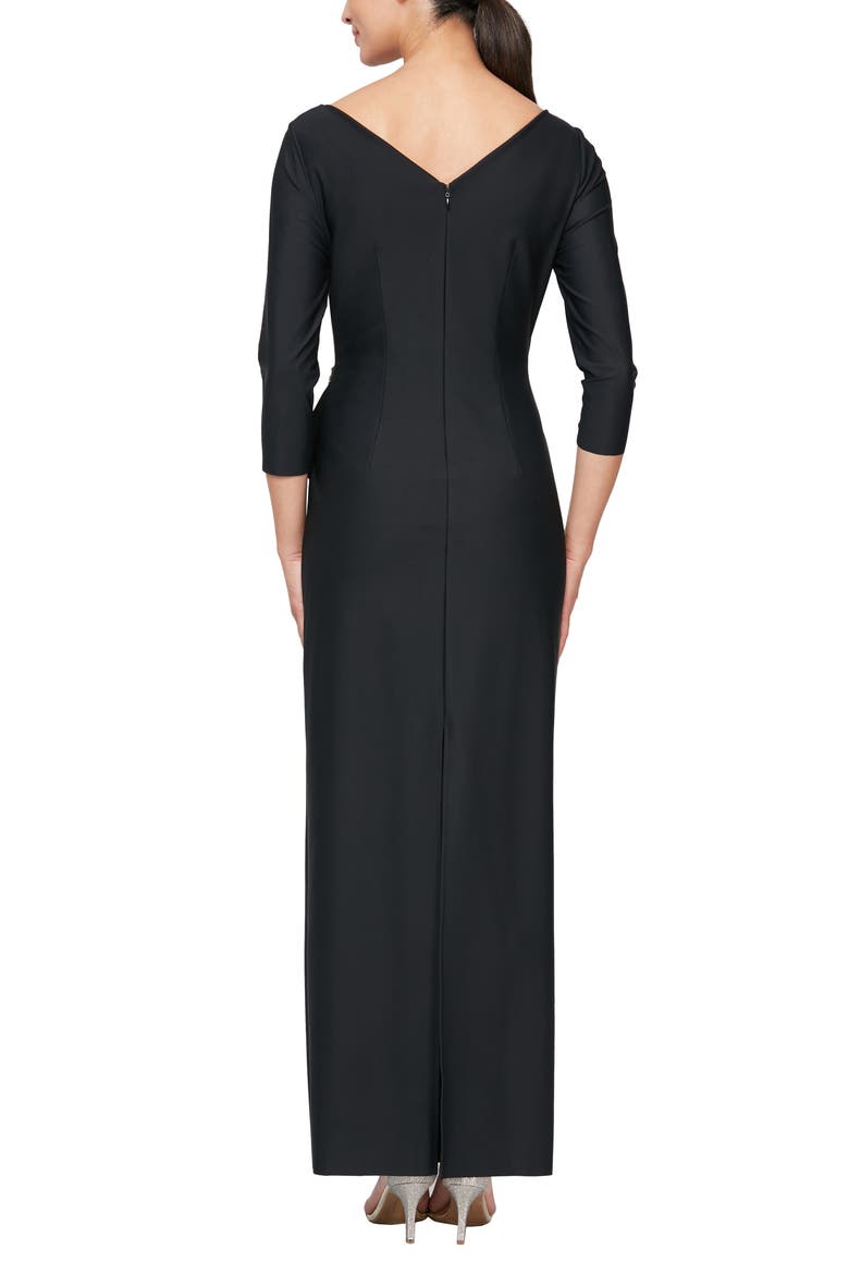 Ruched Column Gown, Alternate, color, BLACK