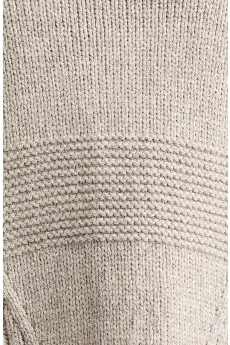 3-Knit Structure Wool Quarter Zip Sweater, Alternate, color, HEATHERED OATMEAL