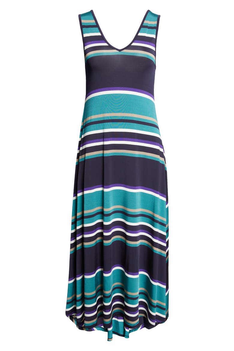 Holly Stripe Sleeveless High-Low Dress, Alternate, color, JADE STRIPE COMBO