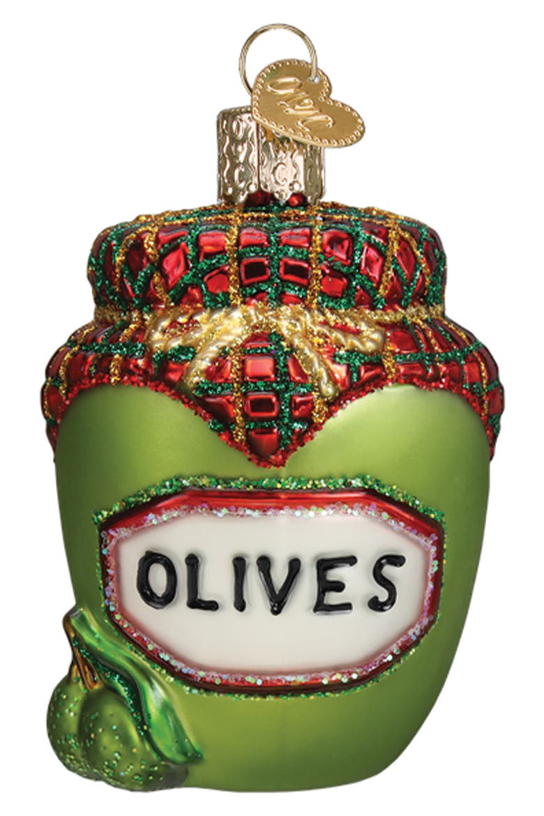 Jar of Olives Christmas Ornament, Main, color, GREEN
