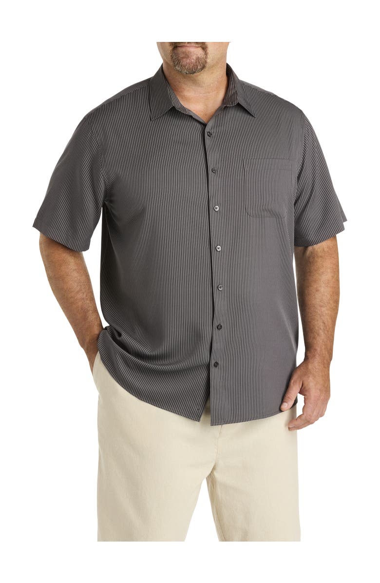 Synrgy by DXL Big & Tall Striped Microfiber Sport Shirt, Main, color, Black