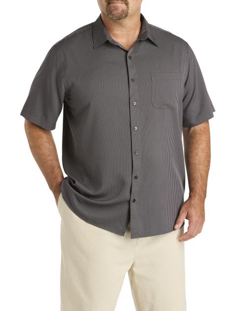 Big & Tall Striped Microfiber Sport Shirt