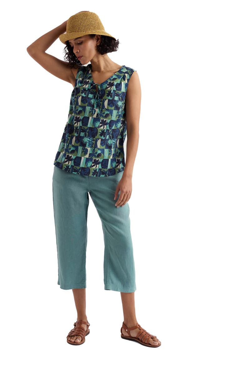 Cobbs Well Printed Sleeveless Organic Cotton Top, Alternate, color, FLORAL SPLICE SARDINE