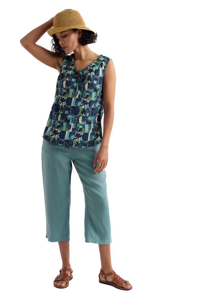 Seasalt Cornwall Cobbs Well Printed Sleeveless Organic Cotton Top, Alternate, color, Floral Splice Sardine