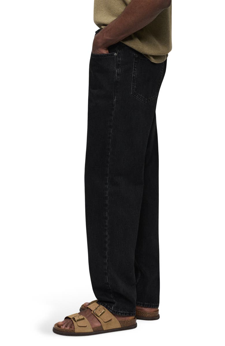 MANGO Bob Straight Leg Jeans, Alternate, color, Black Denim