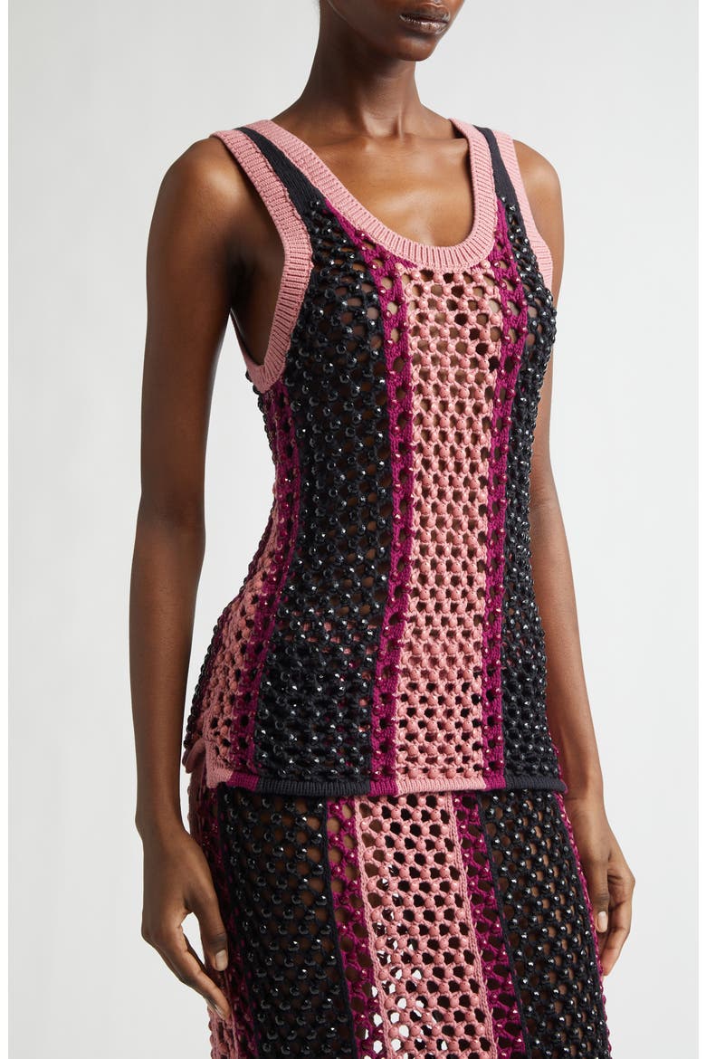 Dennis Marina Embellished Sweater Tank, Alternate, color, GUAVA MULTI