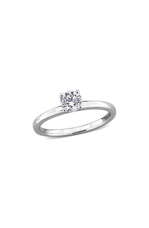 10K White Gold Lab Grown Diamond Solitaire Ring