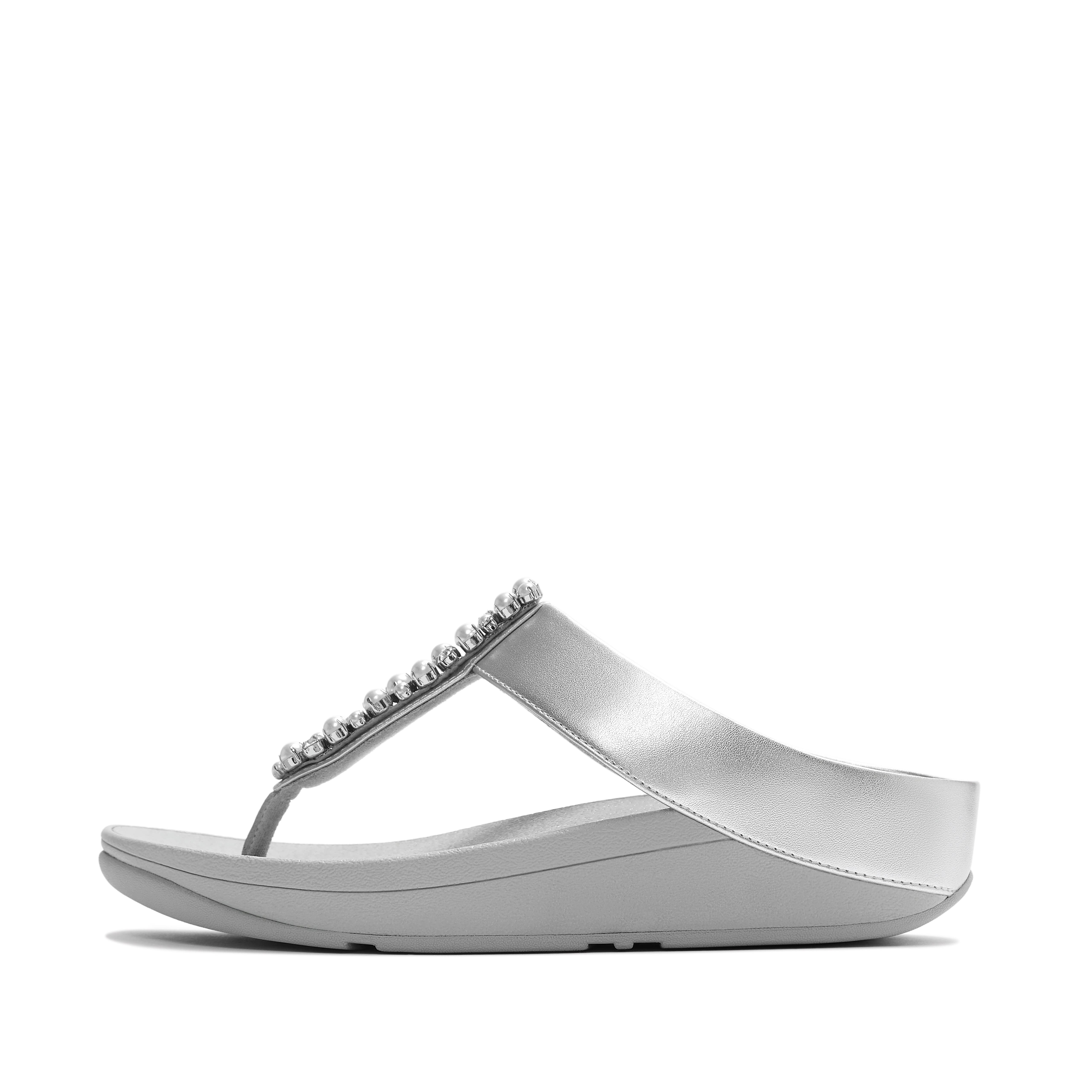 Fino Pearls and Crys Sandal, Alternate, color, Silver