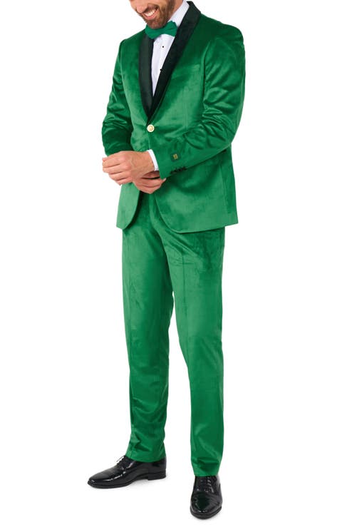 Velvet Verdant Shawl Collar Tuxedo & Bow Tie (Regular & Big)