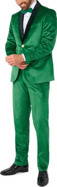 OppoSuits Verdant Green Velvet Tuxedo & Bow Tie Set