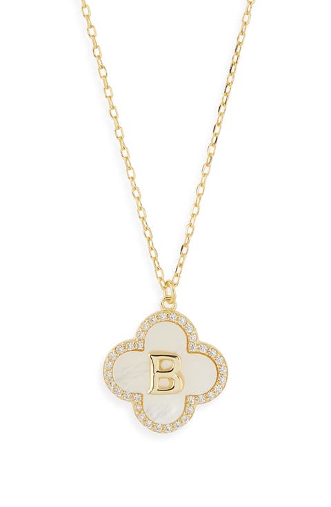 Clover Mother-of-Pearl Initial Pendant Necklace