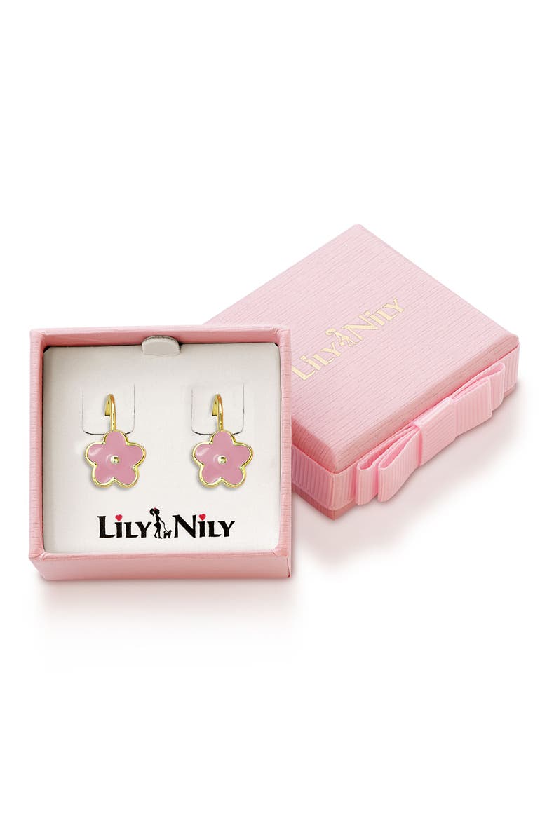 Kids' Flower Drop Earrings, Alternate, color, PINK
